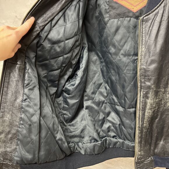 Vintage Weekends Heavily Distressed Faded Soft Leather Bomber Jacket - Picture 10 of 15